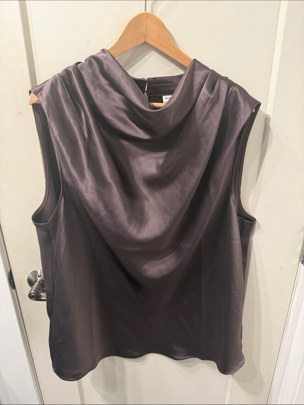 Aritzia Babaton Sleeveless Satin Cowl Neck Top - Chocolate Brown